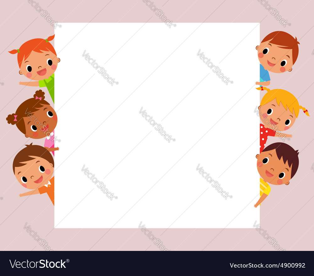 Пъзел с векторно изображение на деца зад празен знак онлайн пъзел