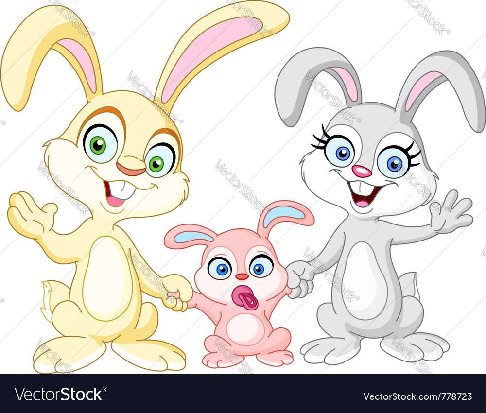 Векторно изображение на семейство зайци онлайн пъзел