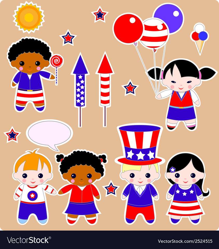 Image vectorielle enfants du 4 juillet puzzle en ligne