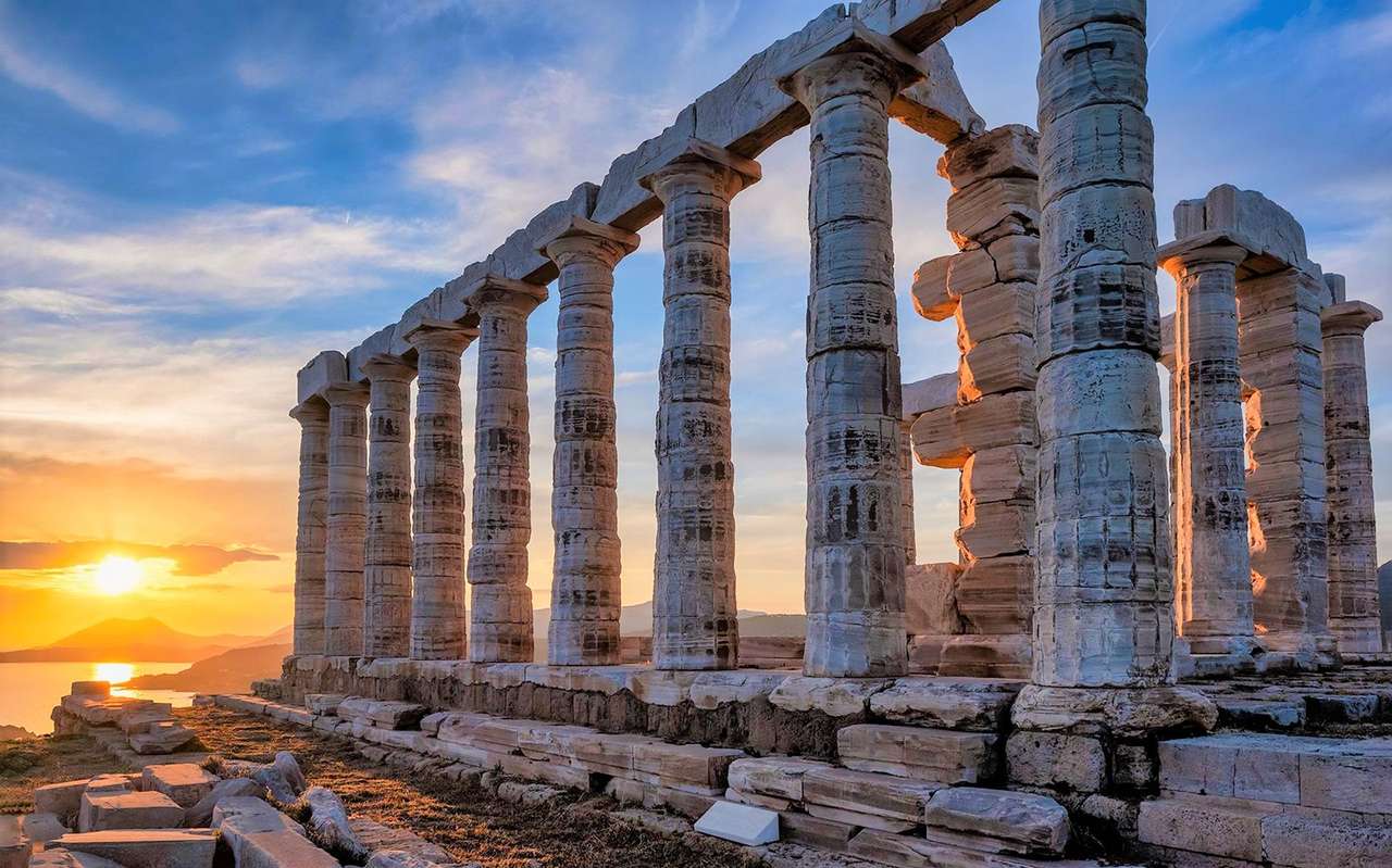 Řecko Cape Sounion Poseidonův chrám online puzzle