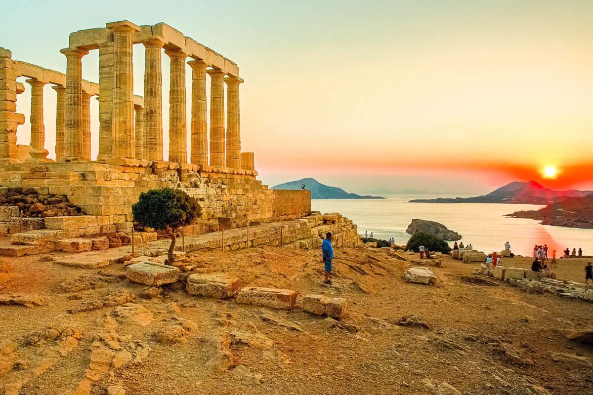 Řecko Cape Sounion Poseidonův chrám skládačky online