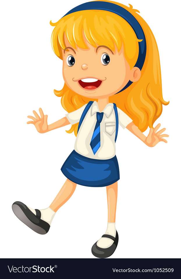 Une fille en image vectorielle uniforme scolaire puzzle en ligne