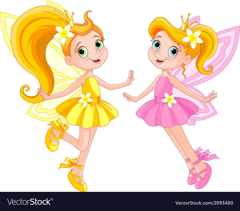 Image vectorielle de deux fées mignonnes puzzle en ligne