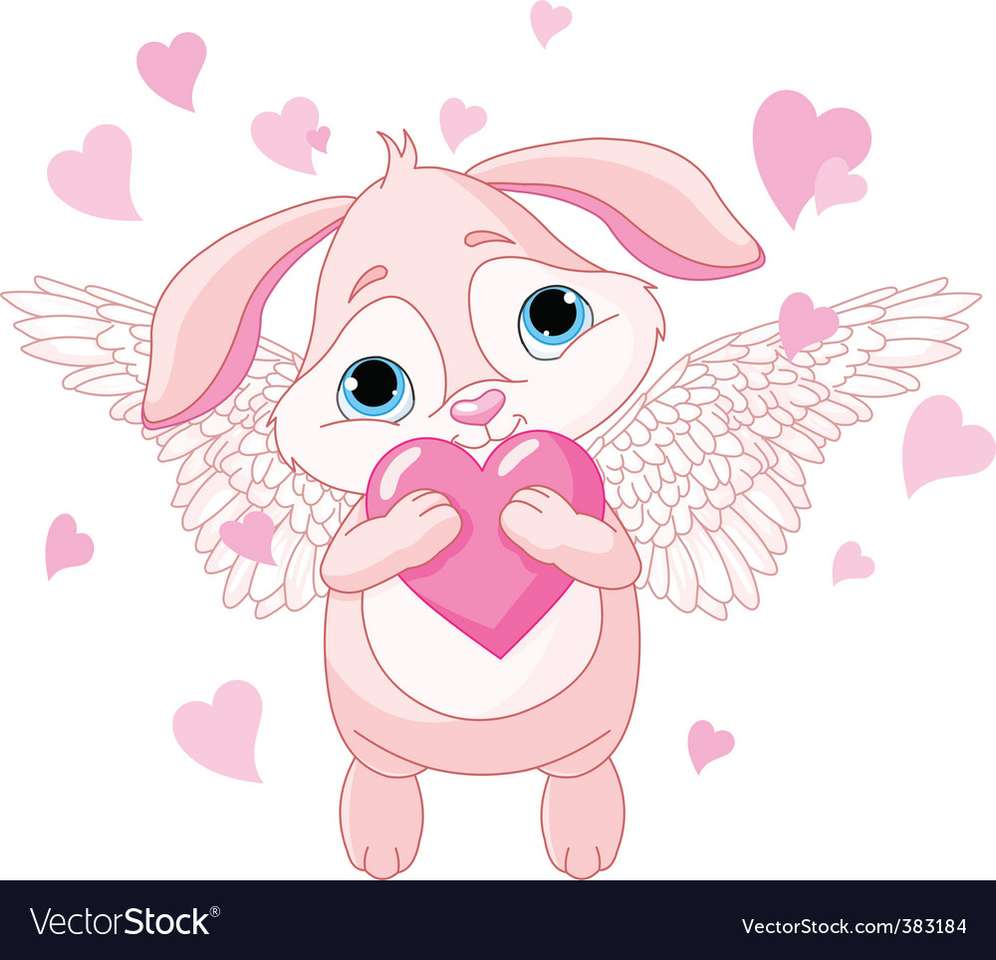 Милый кролик с любовью сердце векторное изображение пазл онлайн