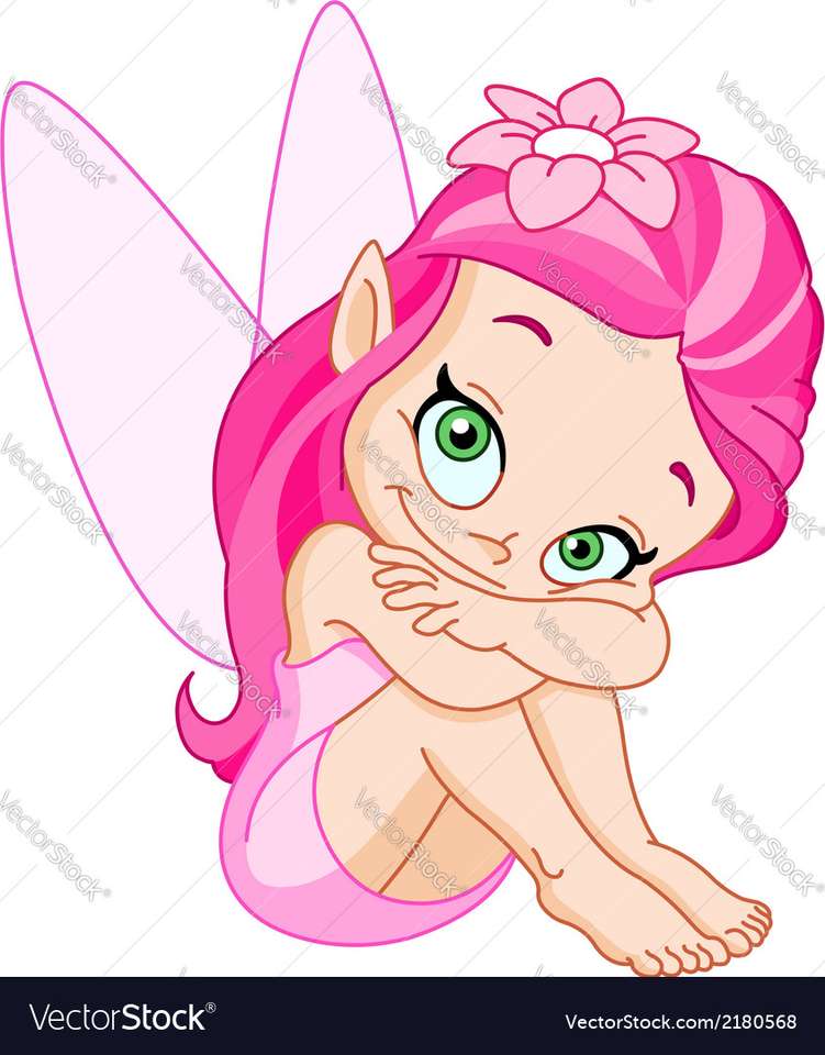 ピンクの妖精のベクトル画像 オンラインパズル