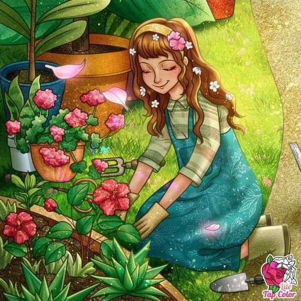 Girl planting flowers jigsaw puzzle online