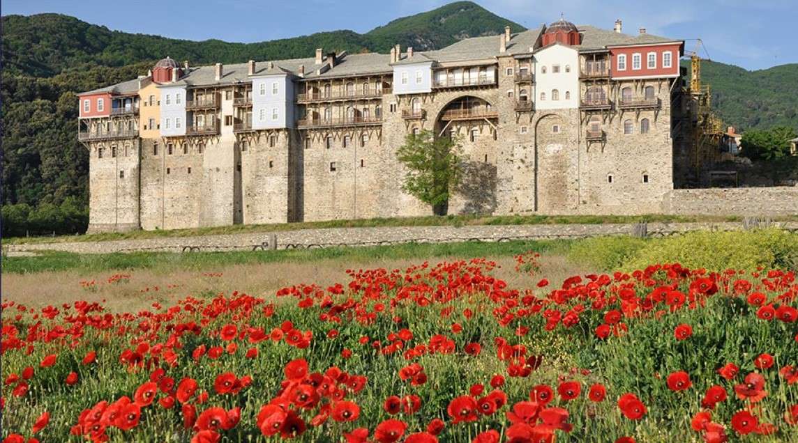 Grecia Athos monasterio complejo Iviron rompecabezas en línea