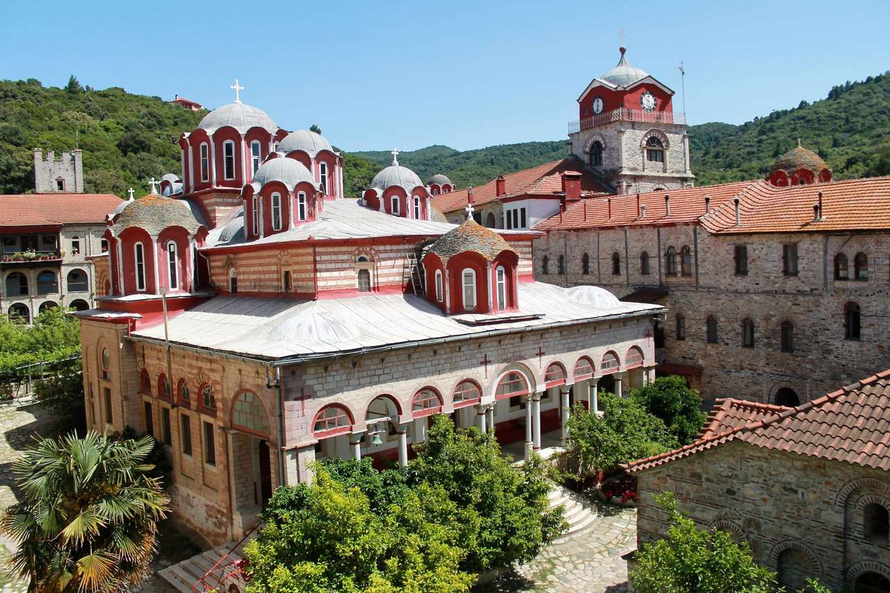 Grecia complejo del monasterio de Athos Esfigmenou rompecabezas en línea