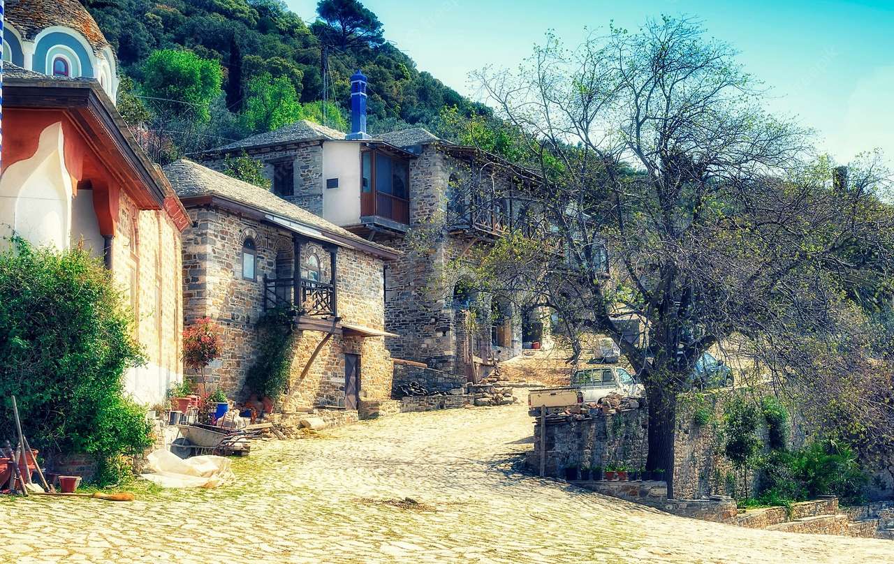 Grekland Athos klosterkomplex Dochiariou pussel på nätet