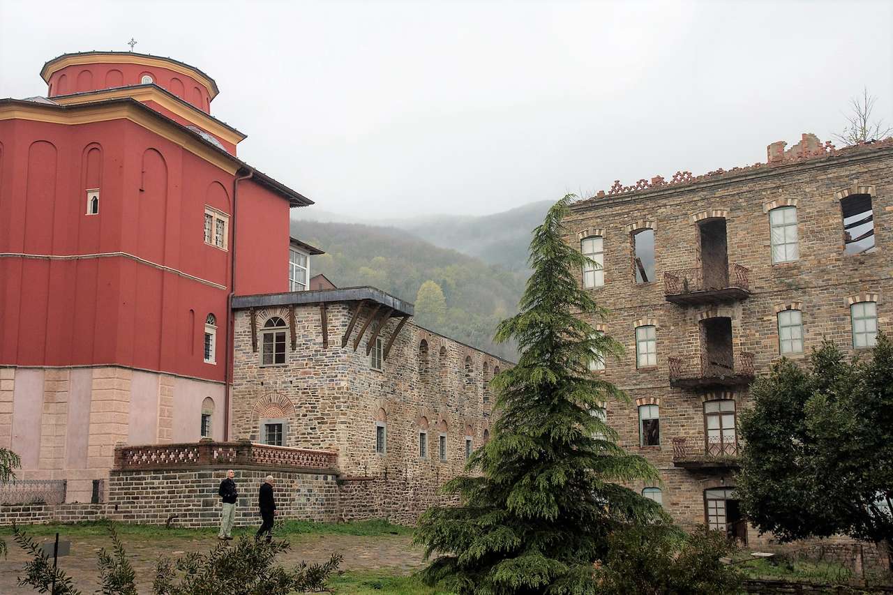 Grèce complexe du monastère Athos Agiou Andreou puzzle en ligne