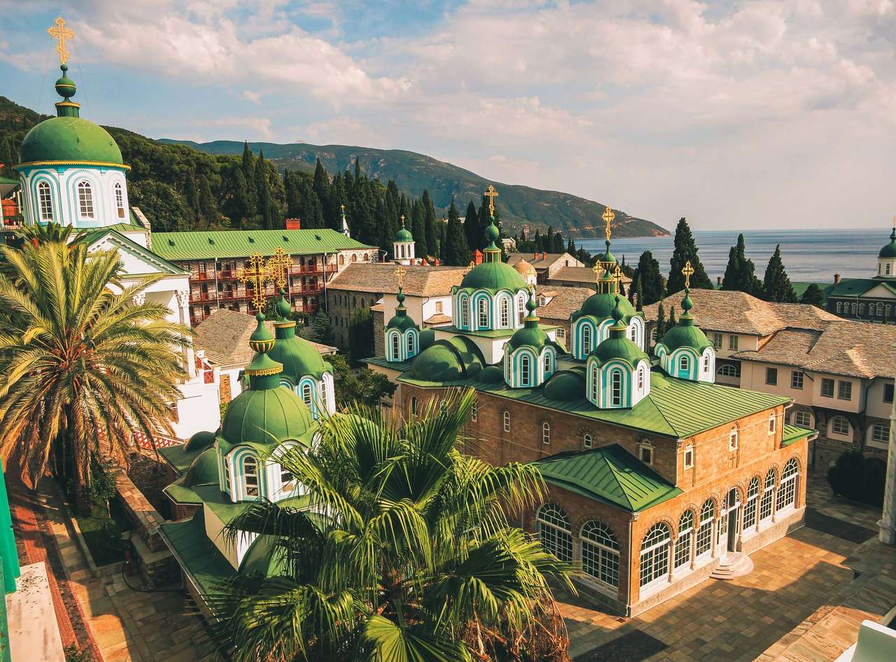 Grécia Athos Mosteiro de Agios Panteleimonos quebra-cabeças online
