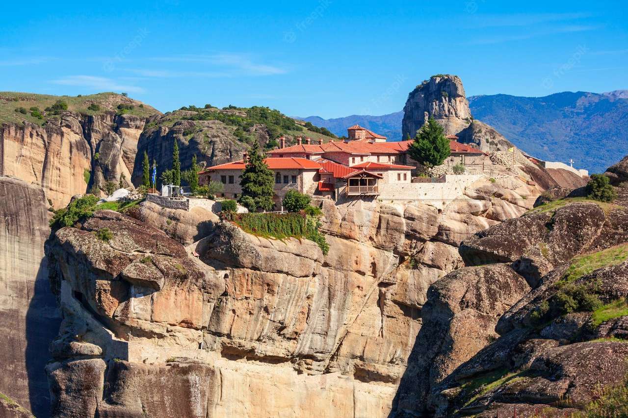 Griekenland Meteora-klooster van Agia Triada legpuzzel online