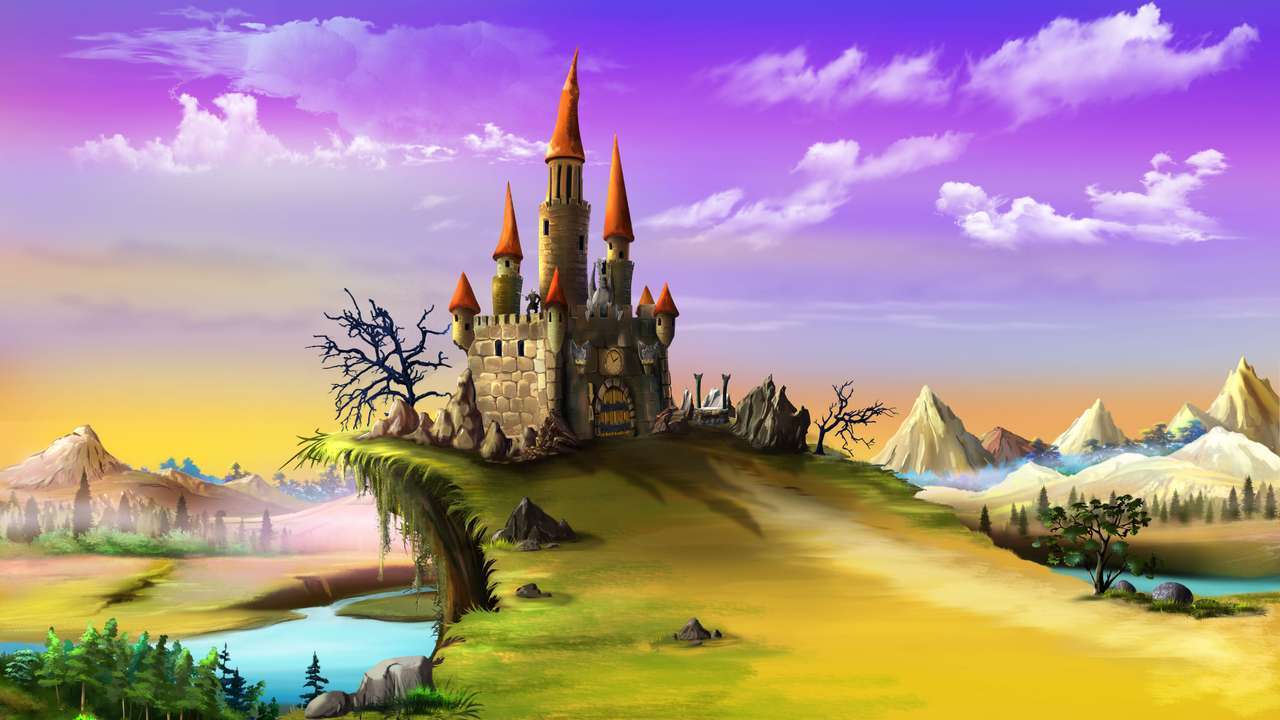 Ett fantastiskt slott på kullen Pussel online