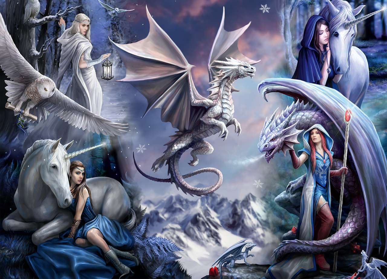 magicians, unicorns and dragons jigsaw puzzle online