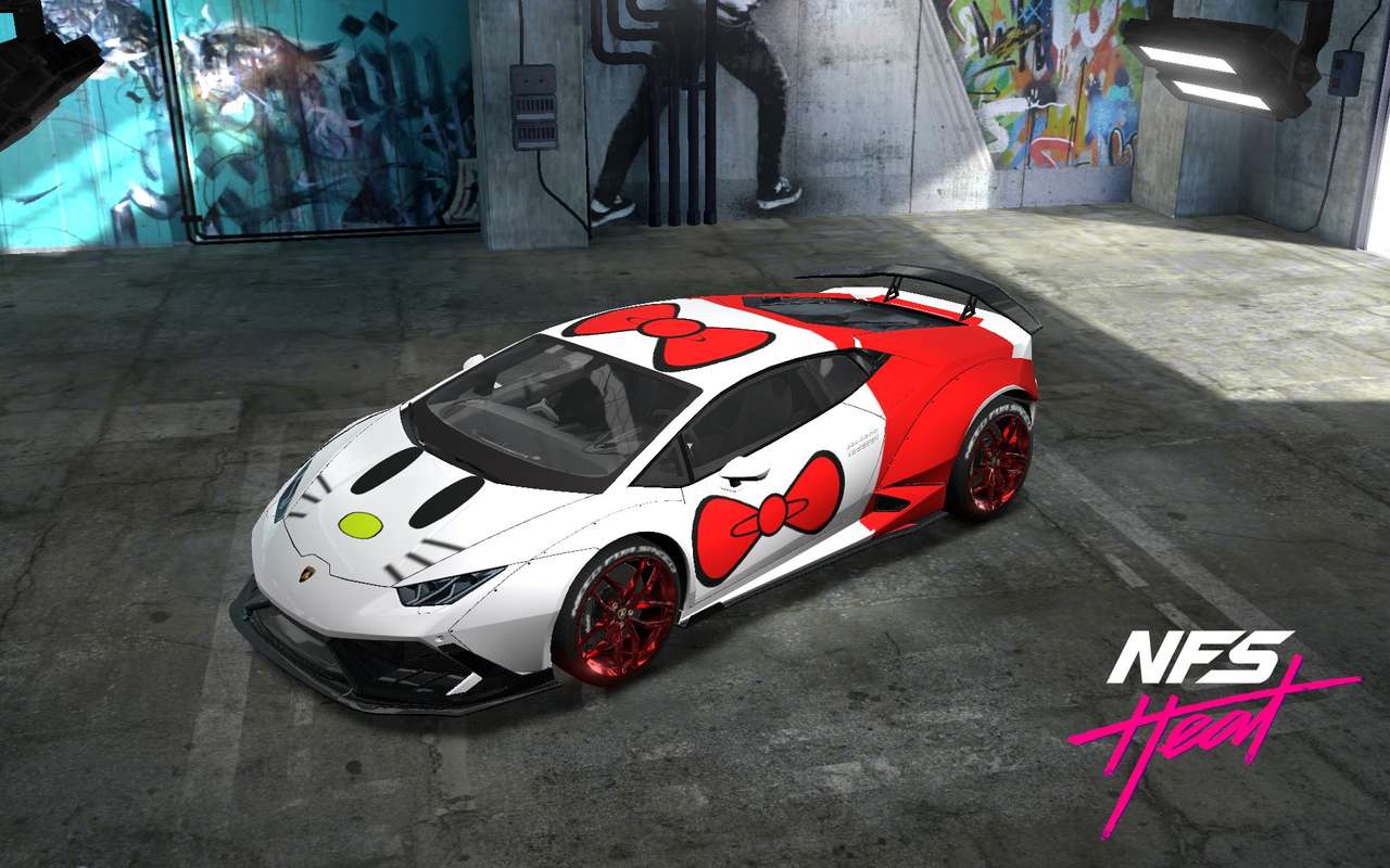 Hello kitty дизайн Lamborghini Huracan онлайн-пазл