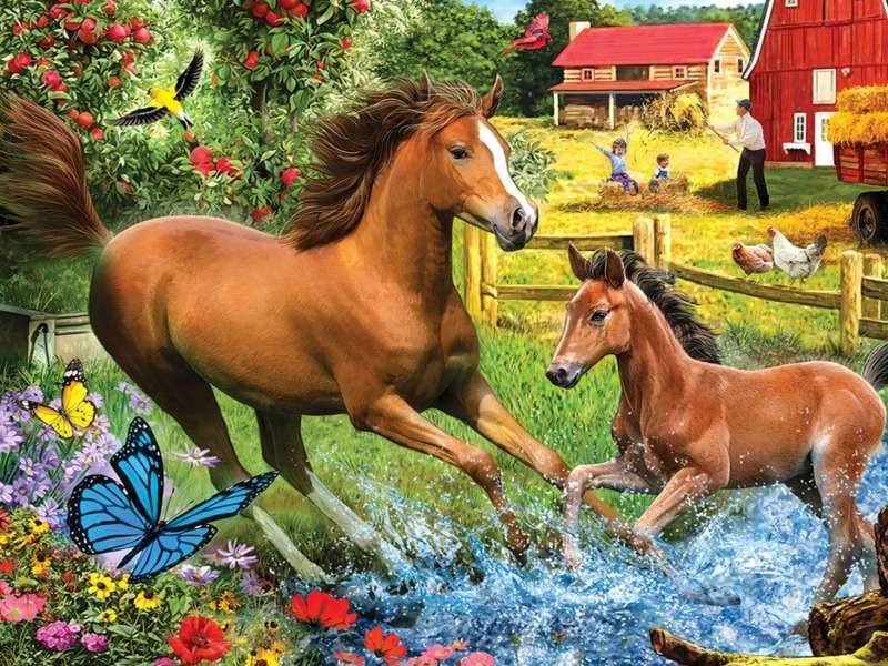 Gelukkige paarden bokten gelukkig :) online puzzel