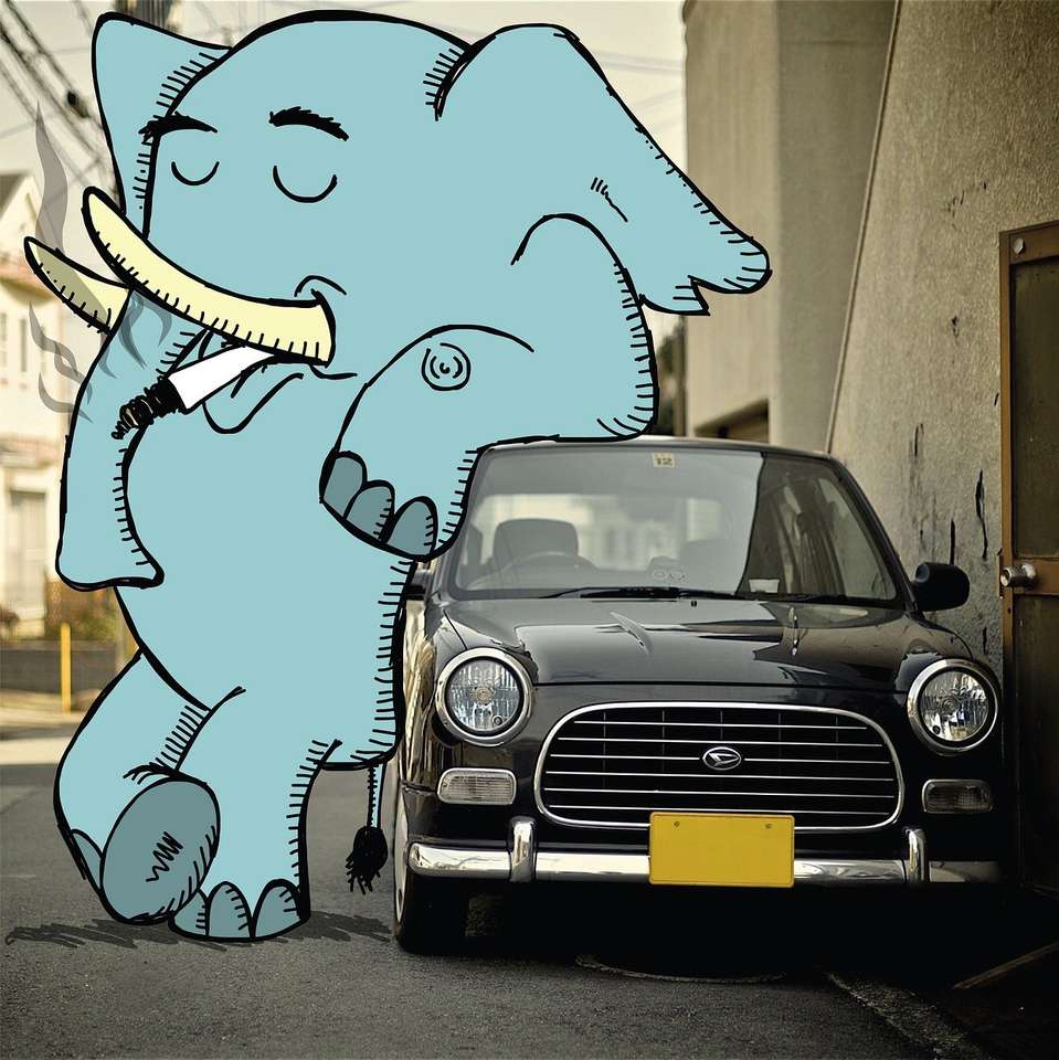 Elefant pe stradă puzzle online