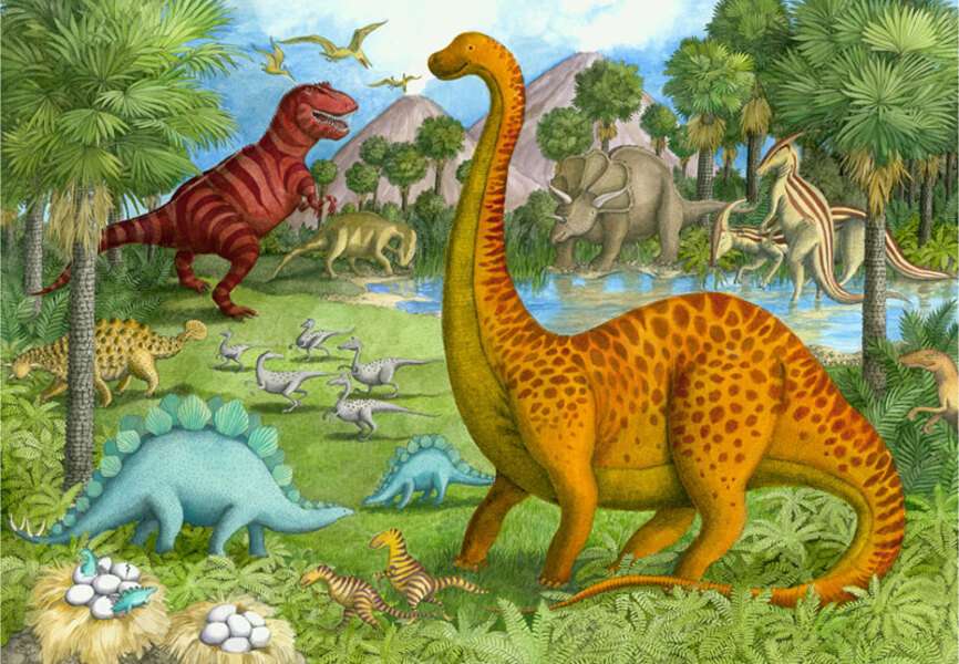 Dinosaurios en el bosque rompecabezas en línea