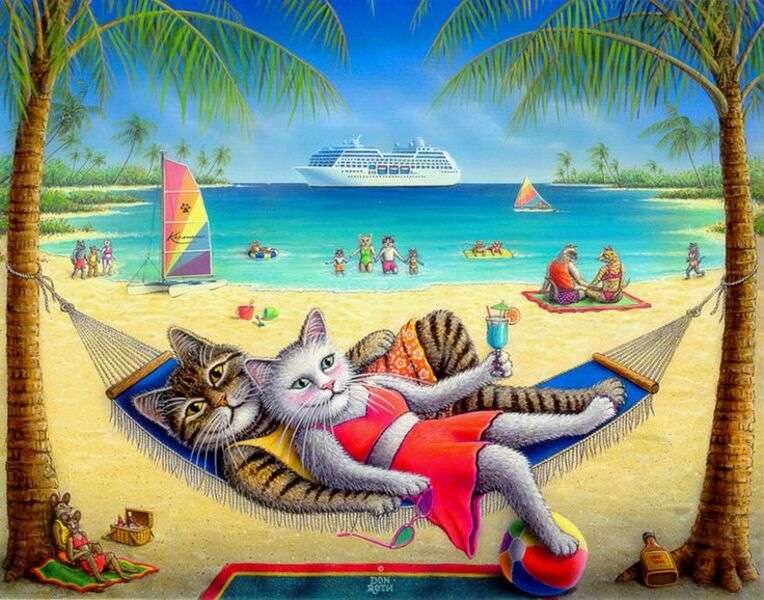 Котенца на плажа #262 онлайн пъзел