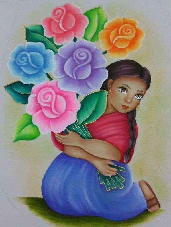 Mexican Diva Girl with Flowers online puzzle