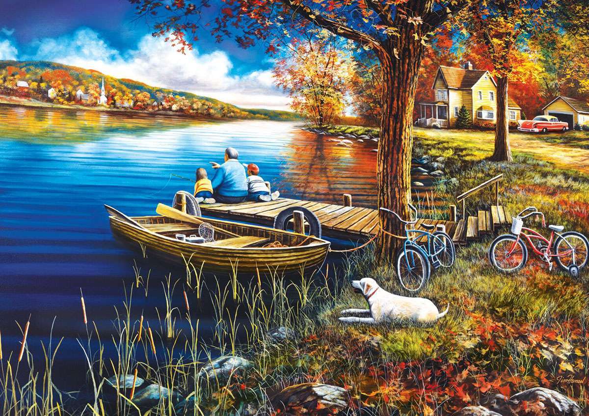 Fishing by the lake jigsaw puzzle online