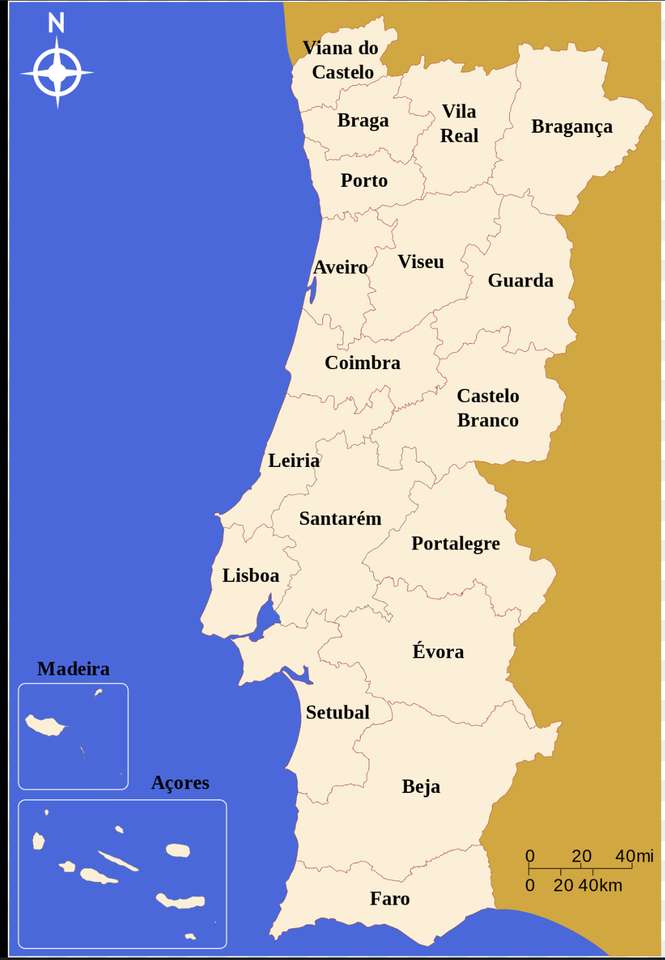 Distrikt i Portugal Pussel online