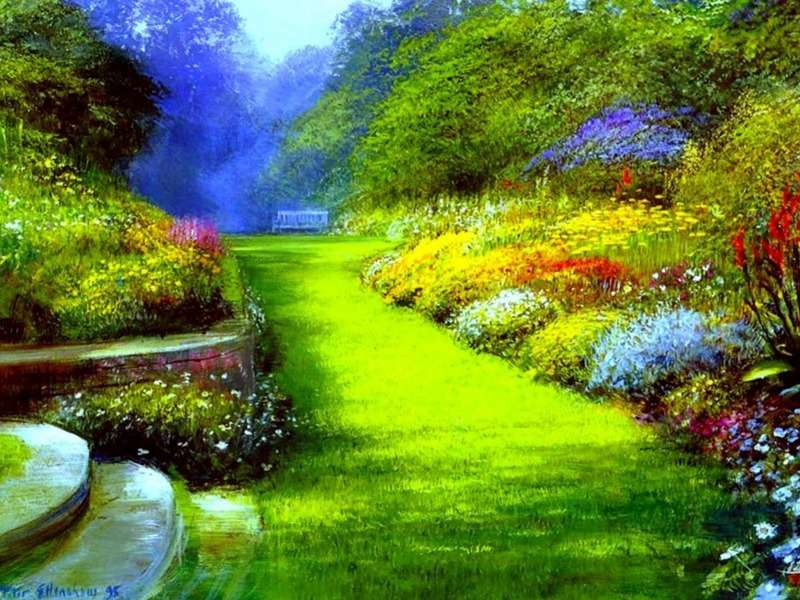 Beautiful park alley in the sun jigsaw puzzle online
