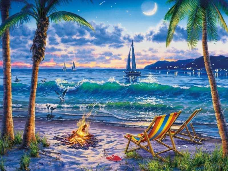 Coastal Twilight-Seaside Dämmerung, schöne Aussicht Puzzlespiel online