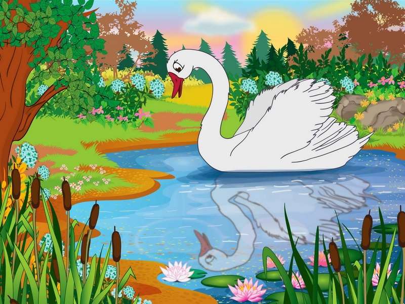 Swan on the pond jigsaw puzzle online