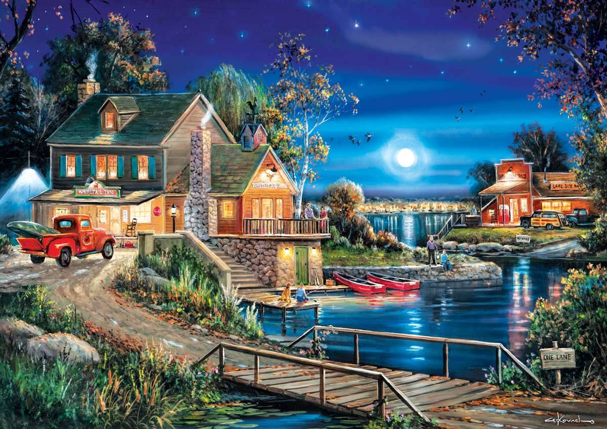 Fique no lago à noite puzzle online