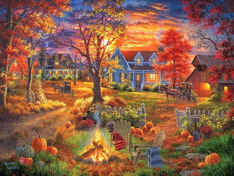La beauté d'un village d'automne puzzle en ligne