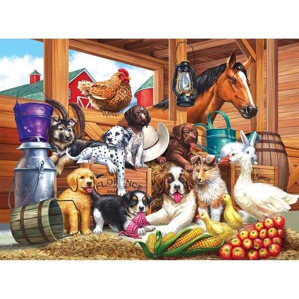 Puppies reunited in the barn #249 jigsaw puzzle online