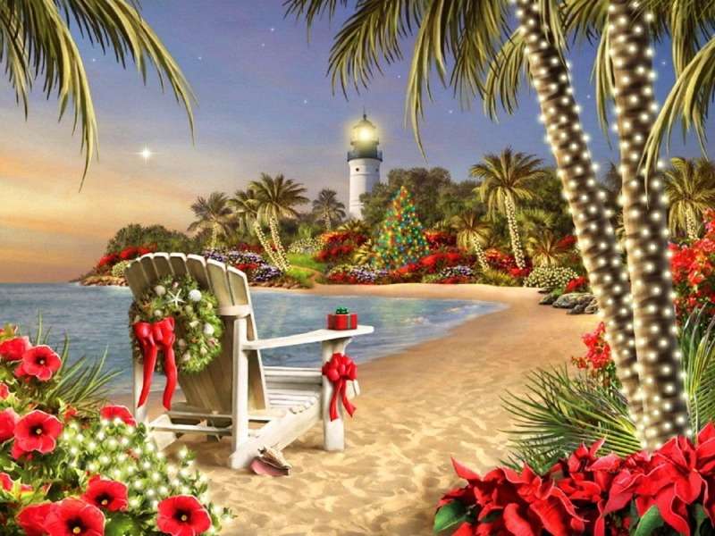 Χριστουγεννιάτικες διακοπές σε ένα όμορφο νησί online παζλ