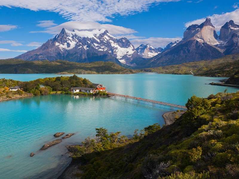 Chili-island en el lago, las montañas, el paisaje es asombroso rompecabezas en línea