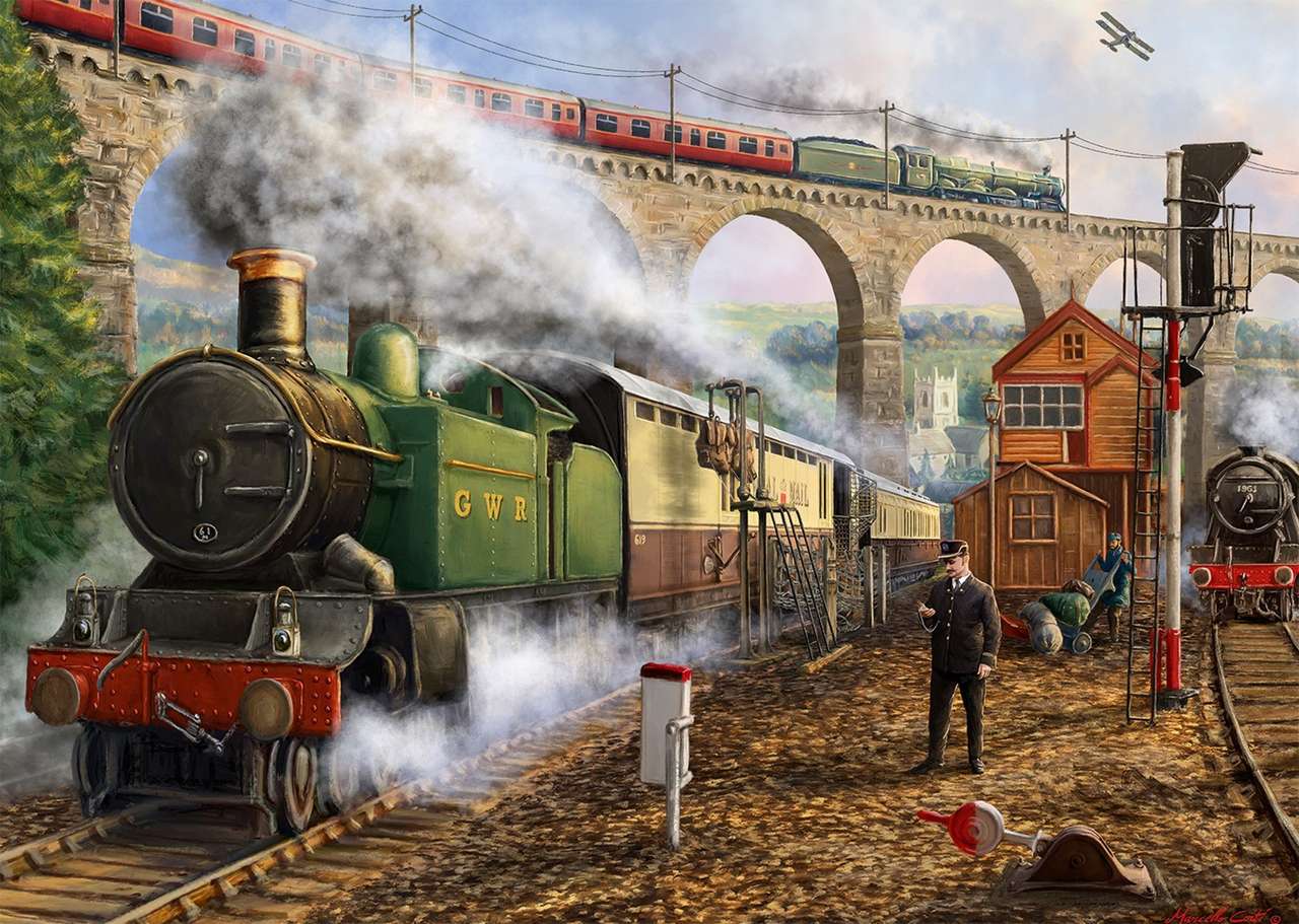 Trains at the railway station jigsaw puzzle online