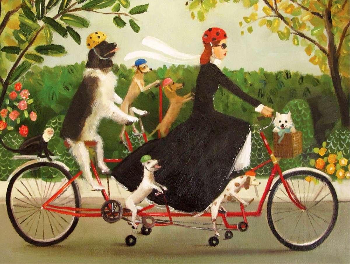 Eine Fahrradtour mit Ihren Haustieren :) was für eine Aussicht Online-Puzzle