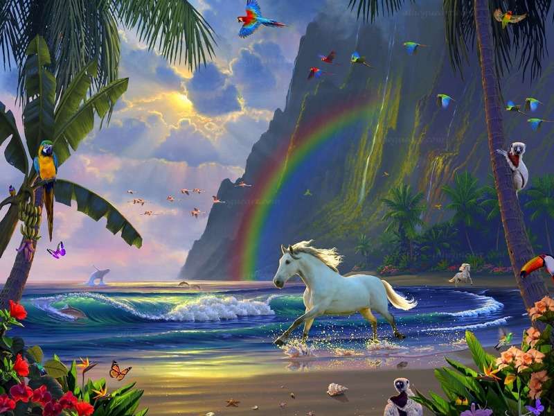 Paarden en hun tropische vrienden :) legpuzzel online