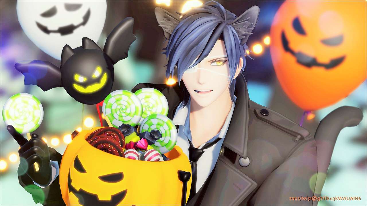 Mitsutada celebrates Halloween online puzzle