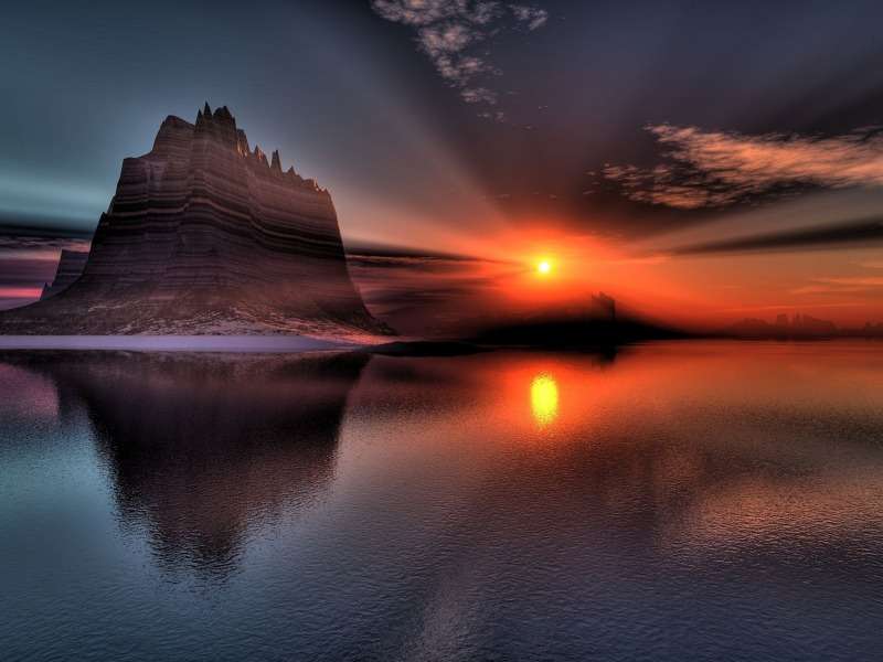Een prachtige zonsondergang op een prachtige locatie legpuzzel online