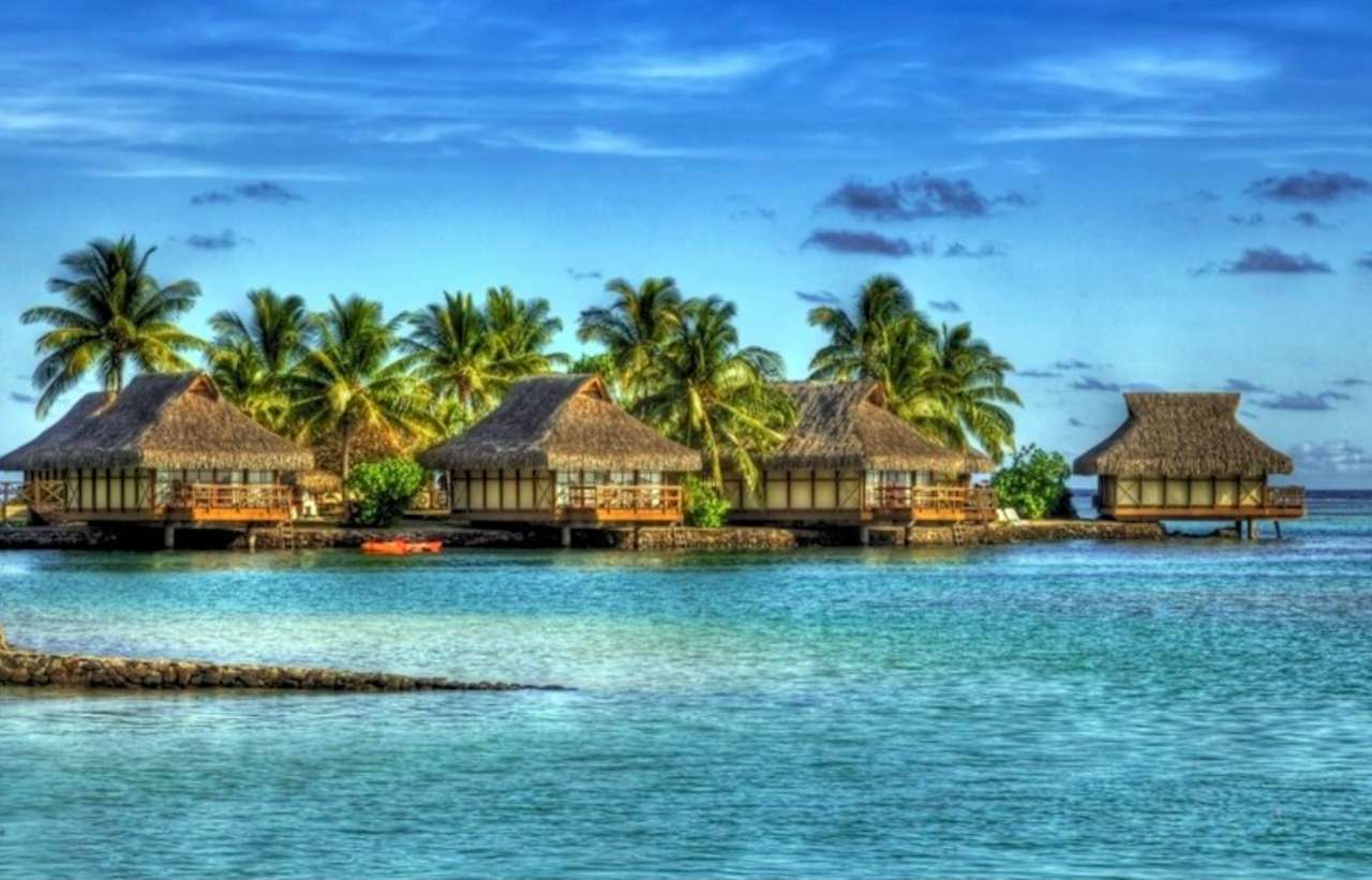 Maisons de vacances sur une île paradisiaque puzzle en ligne
