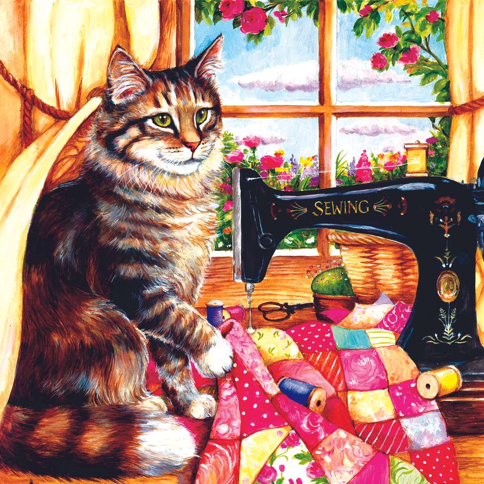 o gato e a máquina de costura quebra-cabeças online