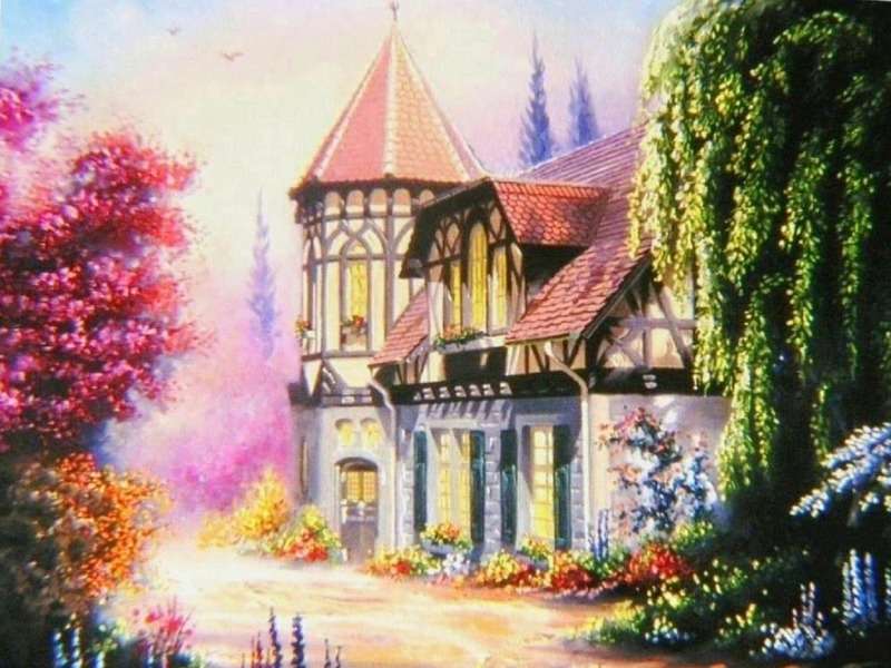 Uma bela casa de primavera puzzle online