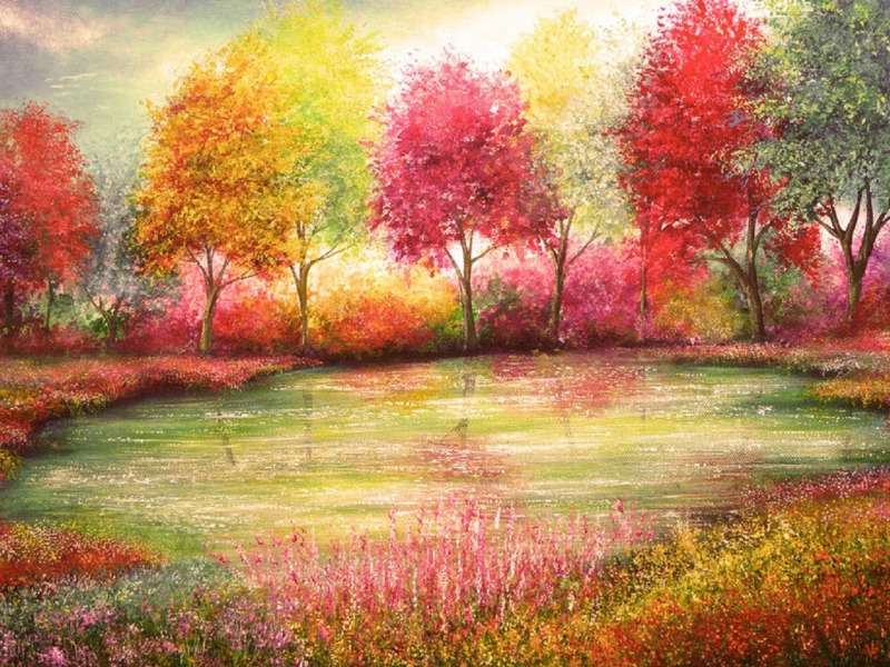 A colorful spot by the pond online puzzle