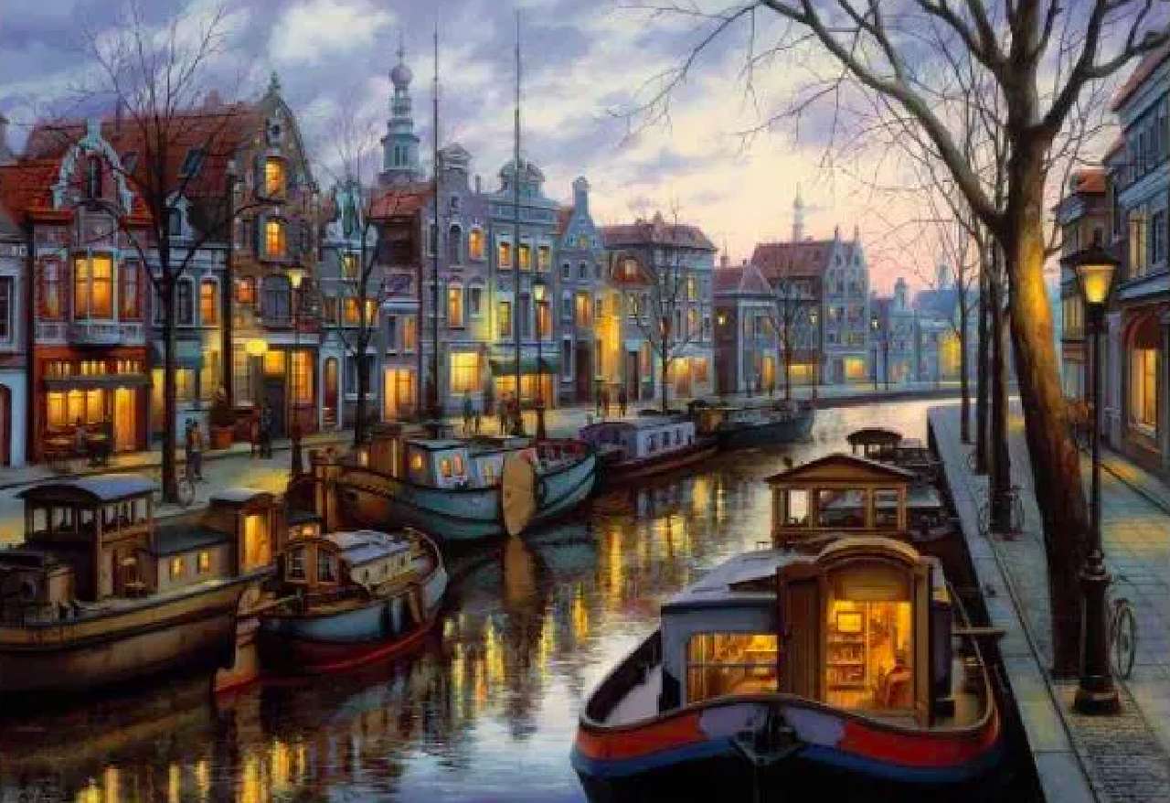 Illuminated canal, beautiful view jigsaw puzzle online