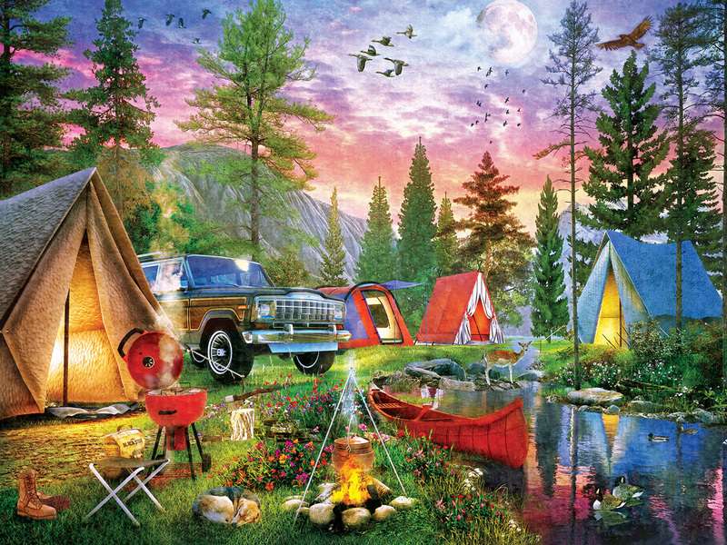 camping in the moonlight jigsaw puzzle online
