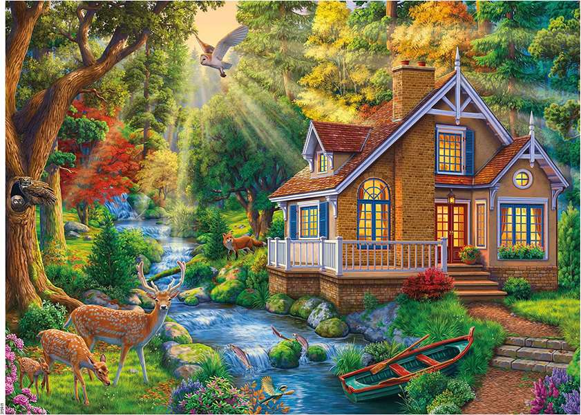 Красивый дом в лесу пазл онлайн