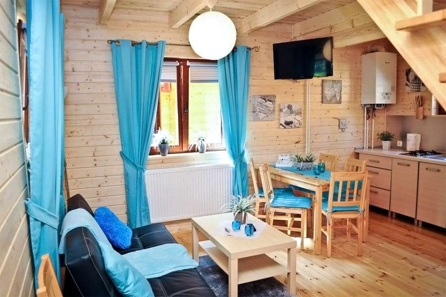 Cameră din lemn cu bucătărie jigsaw puzzle online