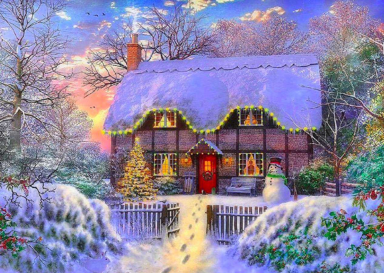Ένα όμορφο, γιορτινά διακοσμημένο σπίτι online παζλ
