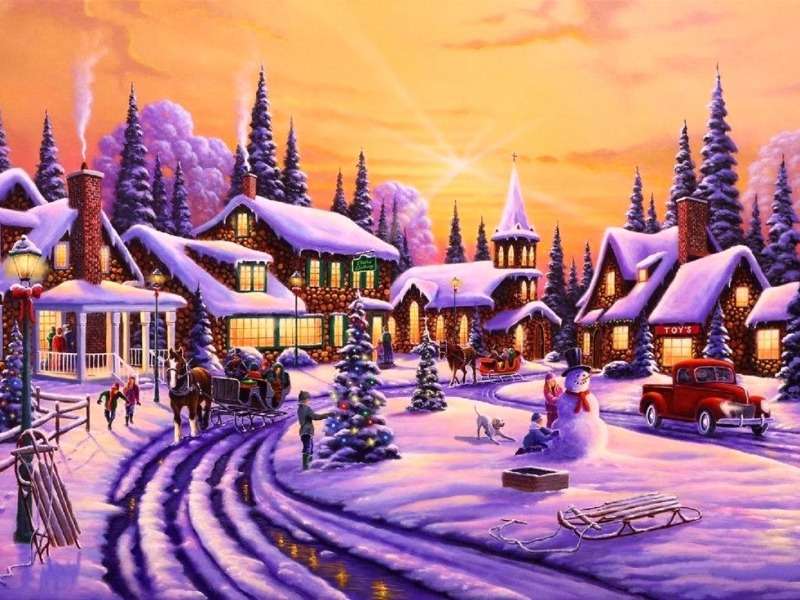 クリスマスストーリー - 書かれた絵の中のクリスマスの時間 オンラインパズル