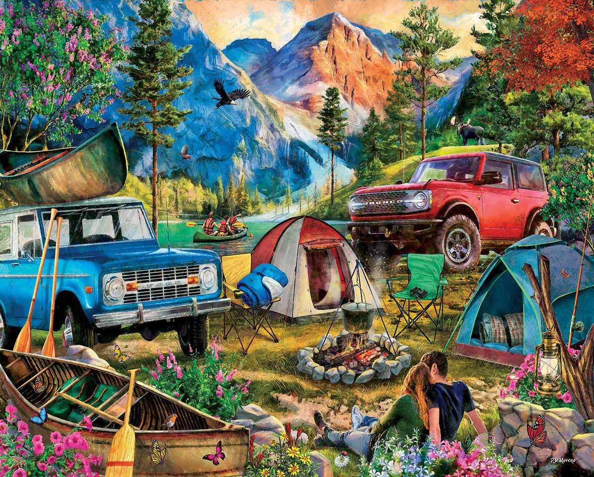 Reise in die Berge für ein Zelt Puzzlespiel online